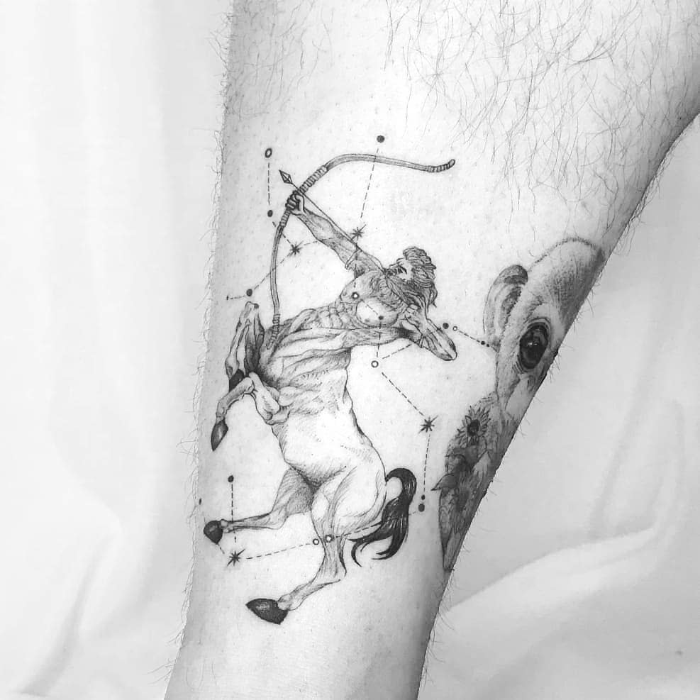 Leg Sagittarius Constellation Tattoo -tattooer_hwawon